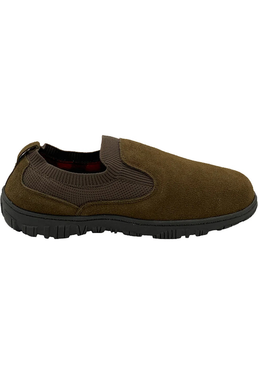 Clarks Men's Suede Flannel-Lined Slippers Sage - Medium